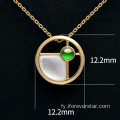 18k Gold White Shell Green Icy Yadeite Pendant